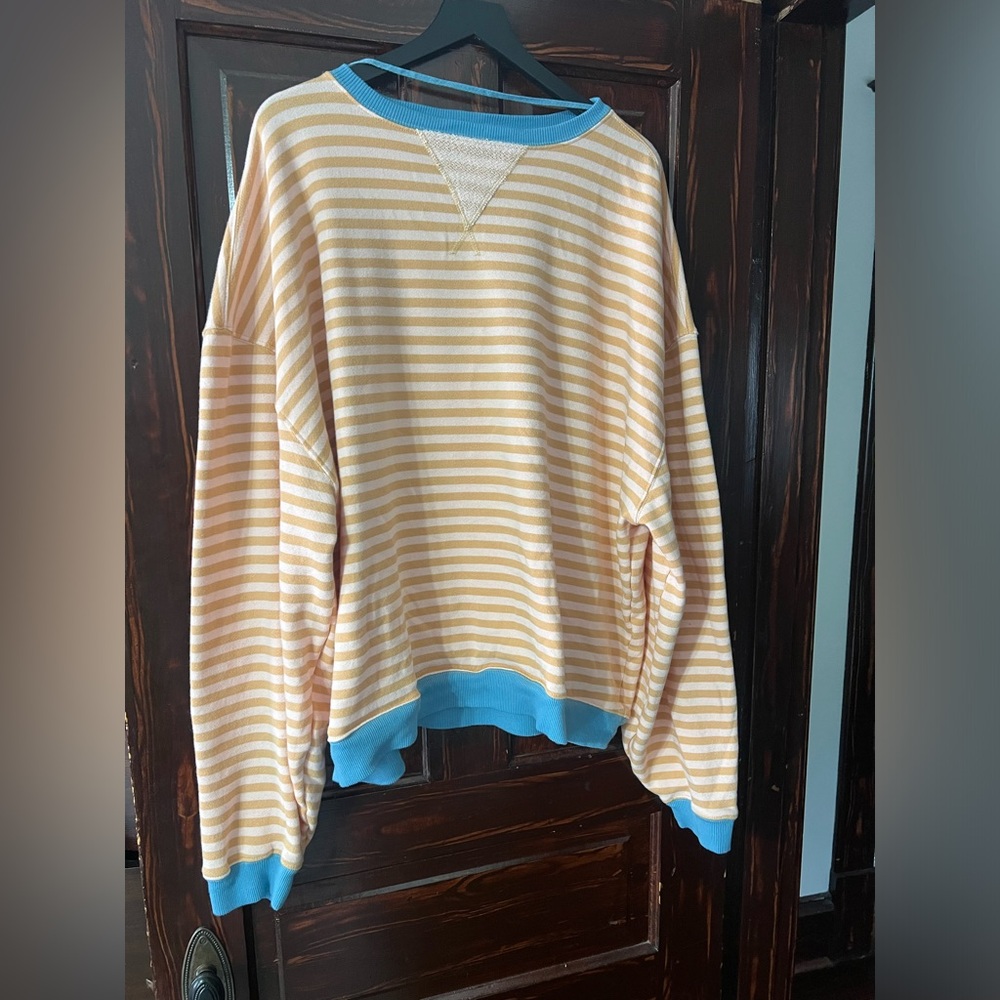Free People We The Free Classic Striped Oversize Crewneck L